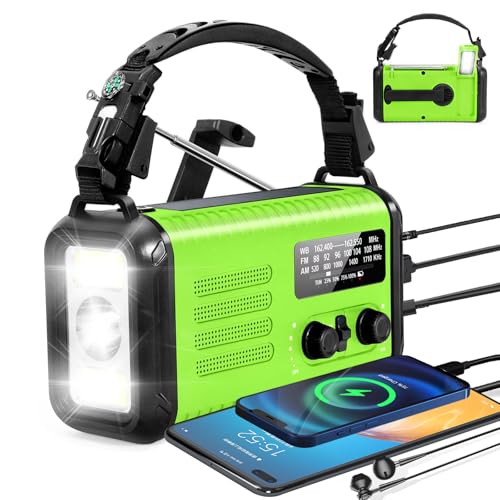 Rumenglai 20000mAh/7400mWh 緊急気象ラジオAM/FM/NOAA ポータブルラジオ、USB/ソーラー/ハンドクランク充電、SOSアラーム&3モード懐中電灯 屋内/屋外の緊急事態ホームサバイバル用品用