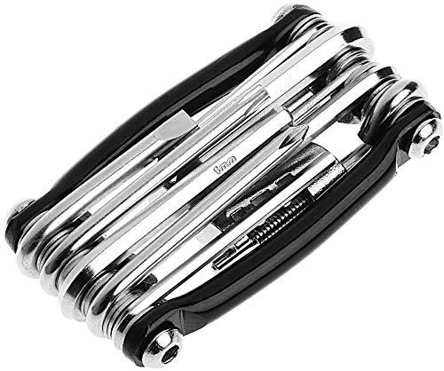 MEETOZ Portable Bicycle Repair Multitool Kit with Chain Breaker Hex Keys Flat Head Philips Screwdriver Torx T-25 All in One Multifunction Bike Tools (Black)