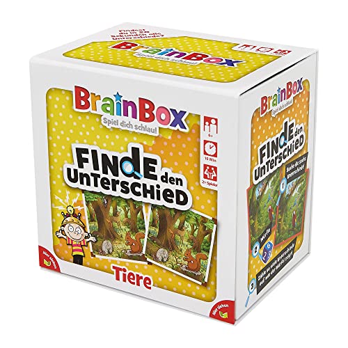 Brain Box 2094917, Finde den Unterschied, Tiere, Lernspiel, Gedächtnisspiel, Suchspiel für Kinder ab 6 Jahren, 89mm x 120mm x 122mm
