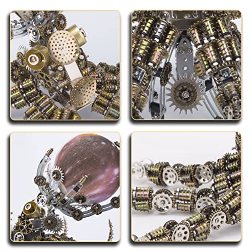 Metalowe puzzle 3D, zestaw samodzielnego złożenia mechanicznego uchwytu ośmiornicy 16 kolorowymi lampami, puzzle 3D dorosłych i nastolatków, ozdoba (ponad 2400 elementów)