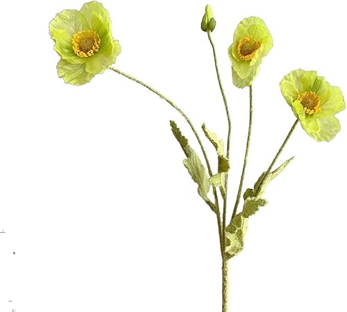 Flores artificiales de seda de amapola, arreglo floral de amapola artificial, flores de tallo largo de 22 pulgadas para decoración de boda, hogar,