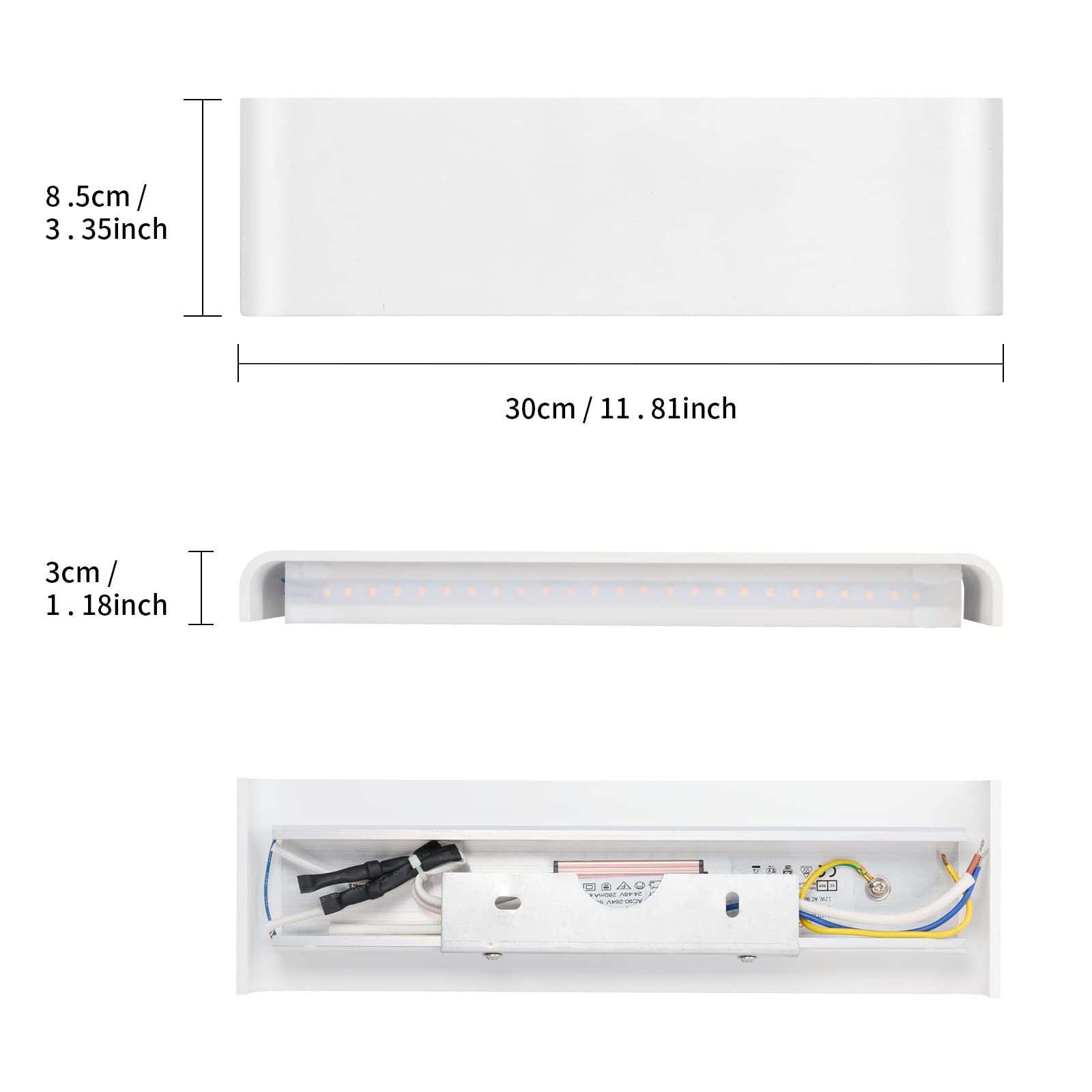 Applique Murale LED 12W Applique Murale Intérieur (Lumière Chaude