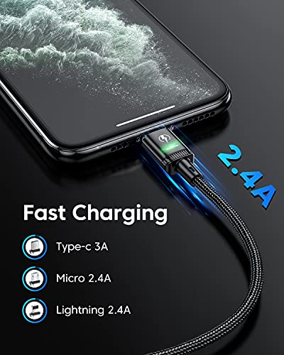 Kuulaa 3Pack Magnetic Charging Cable Usb C,3A Fast Charging/Data Transmission With 3 In 1 Charging Tips Nylon-Braided Phone Cable Compatible For Iproduct/Type C/Micro Device(3.3Ft/3.3Ft/3.3Ft) #TOP1