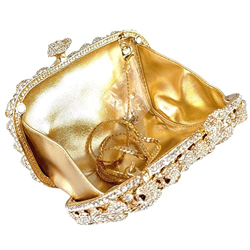 Image of Boutique De FGG Skull Crystal Clutch Purse for Women Formal Rhinestone Clutch Evening Bag Halloween Minaudiere Handbag,Mini