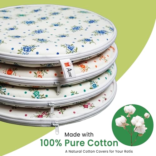 Image of AONE Insulated Roti Cover with Zip | Pack of 6 | Thermal Roti & Chapati Storage Cover | Aluminum Foil Roti Storage Pouch | Keeps Rotis Soft & Hot for Hours | Round Roti /Paratha Hot Pot Cover