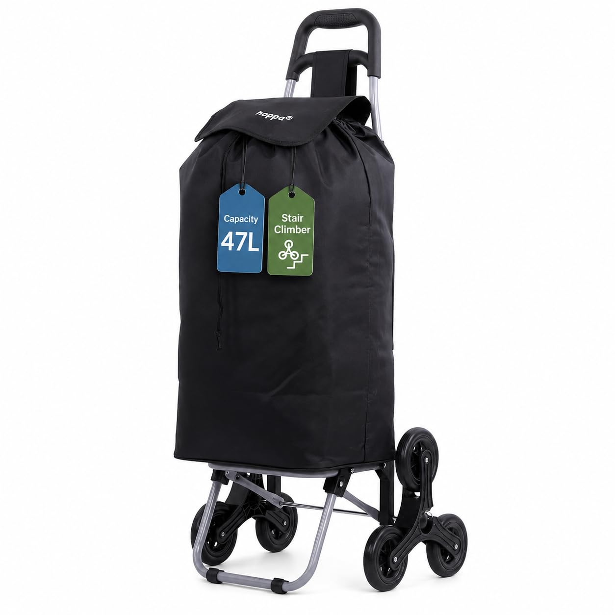 Large Capacity Lightweight Wheeled Shopping Trolley Cart on 2 Wheels Bag Folding