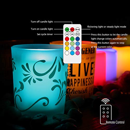Image of iZAN 6PCS Multi Color Changing Flameless Battery Operated LED Votive Candles with Remote Flickering Electric votives for Halloween Christmas Home Party Wedding Decors 1.5 inchx2 inch Batteries Included