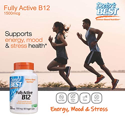 Doctor's Best Fully Active B12 1500 Mcg, Supports Energy, Mood, Circulation, Non-Gmo, Vegan, Gluten Free, 180 Count #TOP3