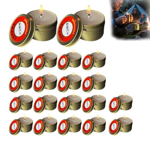 20 Pcs Notfall Kerzen In Blechdos, skerzen Brenndauer Notfallkerze Bei Stromausfall, Windfeste Rauchfreie skerzen Für Zuhause Black-out Camping (30h Brenndauer)