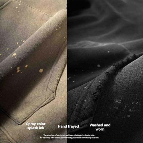 Men's hooded sweatshirt Harajuku washed Gothic pullover sweatshirt Y2K edging distressed hooded sweatshirt3