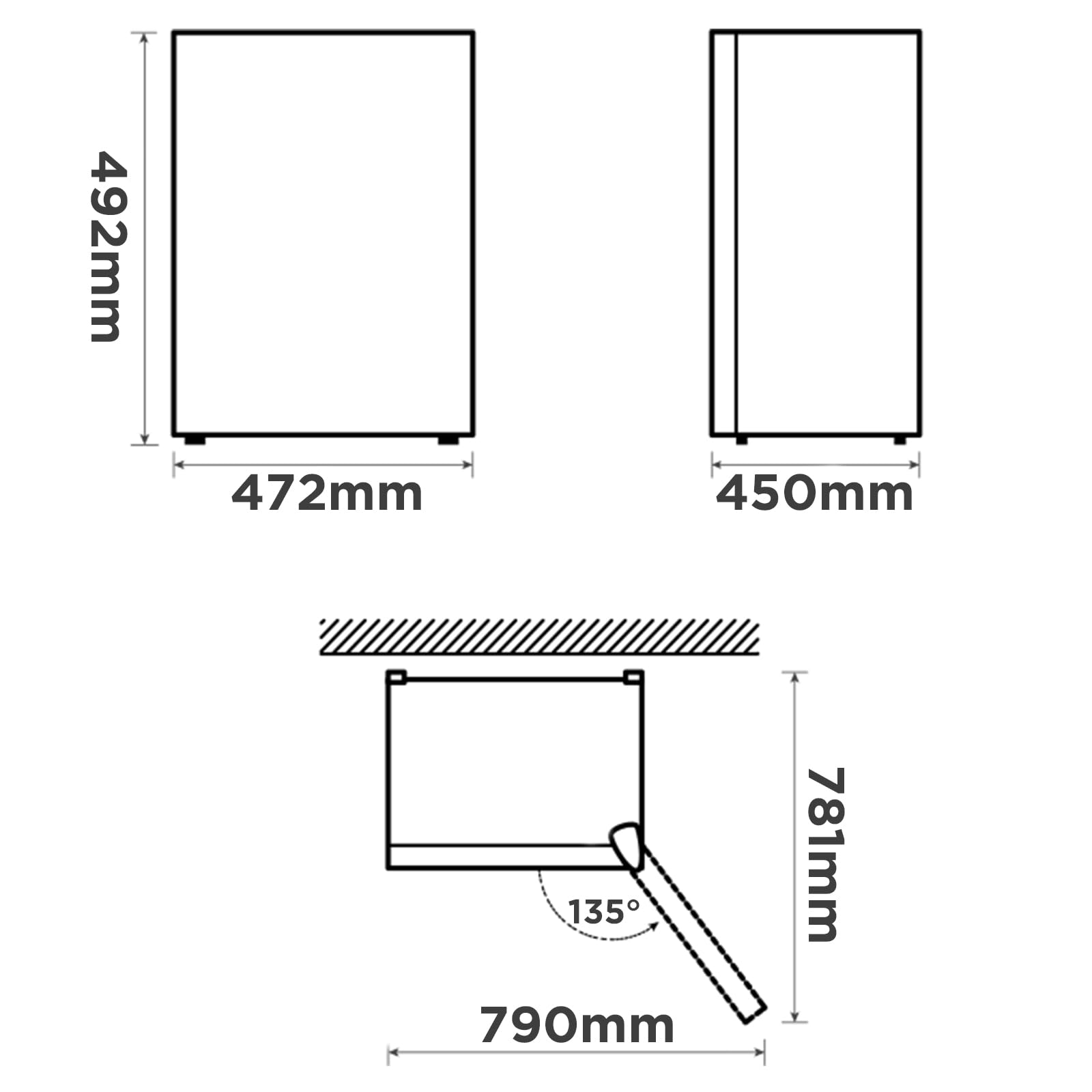 COMFEE' RCD50WH2(E) Mini frigo bar 43L e zona refrigerante, Frigorifero piccolo Monoporta, Silenzioso, Adatto per Hotel, Casa, Ufficio, 47.2 x 45 x 49.2 cm, Bianco