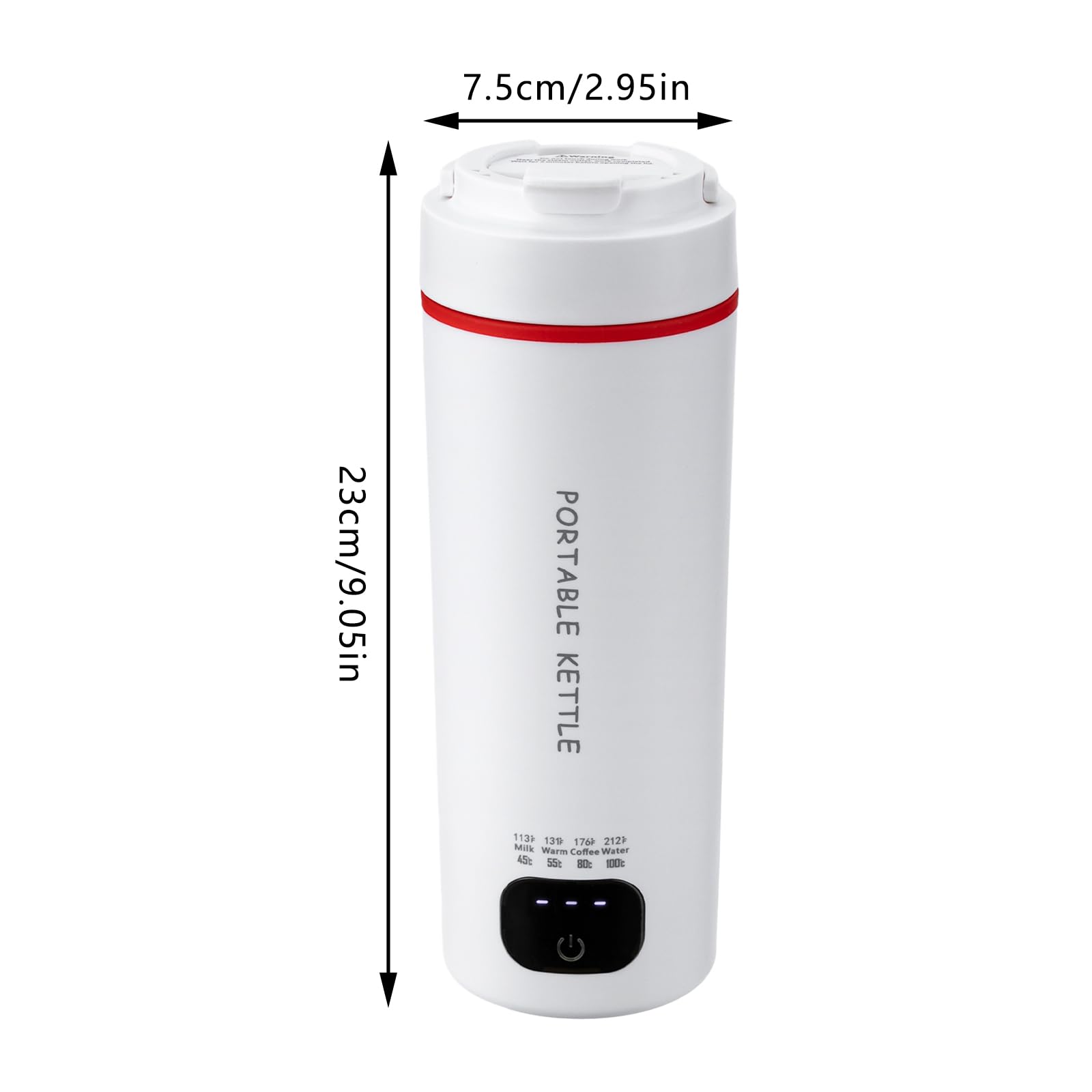 Hervidor eléctrico pequeño, 450 ml de acero inoxidable, hervidor de agua portátil, 6-7 min, hervidor de agua de viaje con función de aislamiento (blanco)
