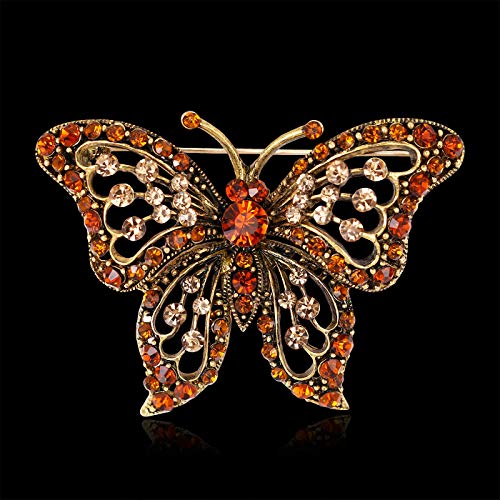 Image of Animal Series Orange Rhinestones Butterfly Brooches Women Brooch Pins Wedding Brooches