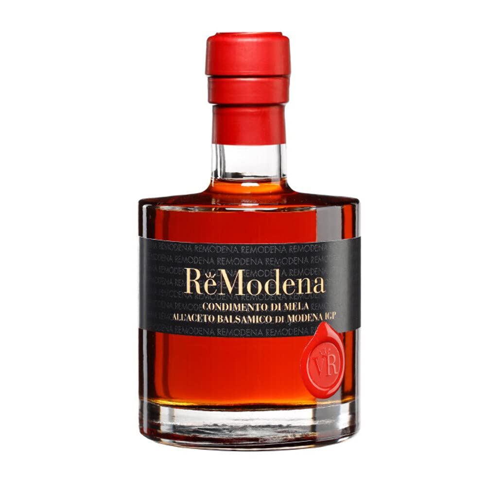 ReModena Italian Apple Balsamic Vinegar, Organic, 8.45 oz Bottle, Gourmet Balsamic with Organic Apple Juice and Vinegar, Semi-Sweet Flavor, Perfect for Salads, Sauces, and Marinades, Made in Italy