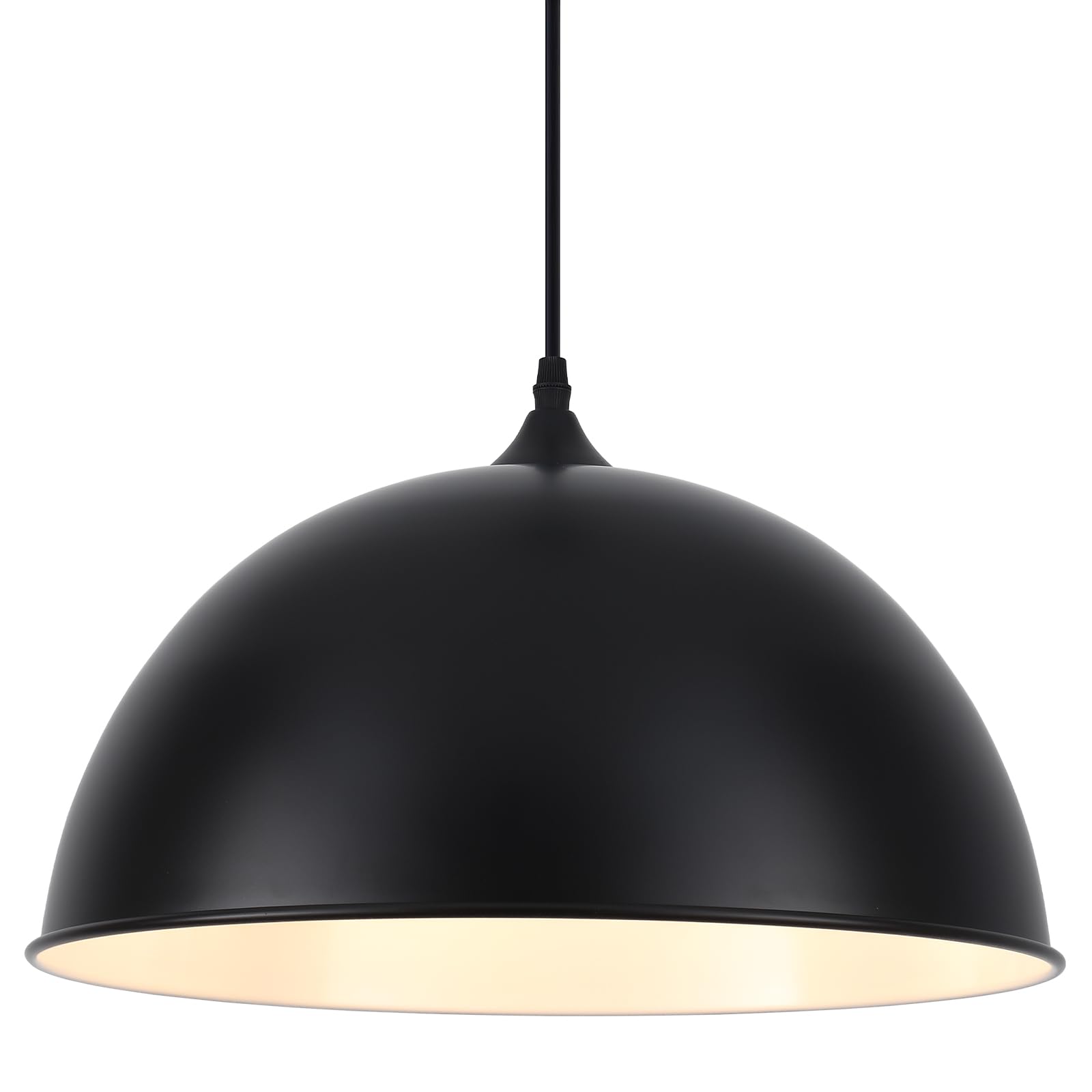 Farmhouse Pendant Light 15.7" Large Pendant Light Fixtures Black Dome Hanging Light for Kitchen Island Hallway Dining Room Living Room Bedroom Bar Cafe