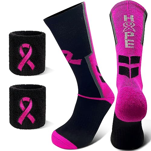 Breast Cancer Awareness Pink Ribbon Hope Socks & Wristbands Set