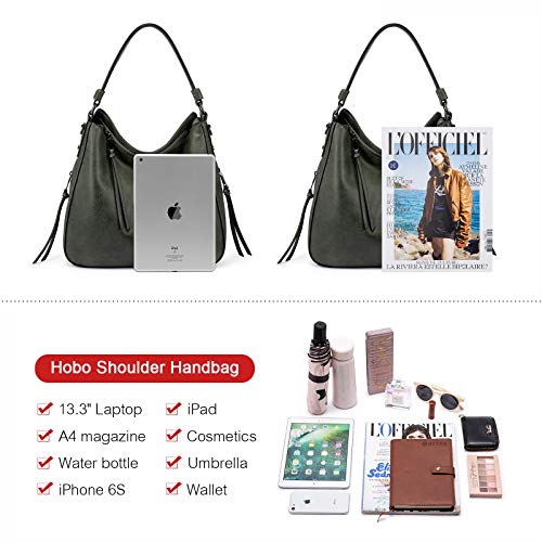 Image of Realer Hobo Crossbody Bags for Women Designer Faux Leather Hobo Handbags Retro Large Size Shoulder Bag Bucket Purse