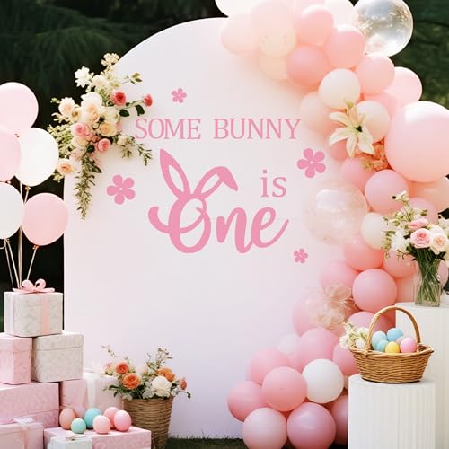Adorno adhesivo pared Some Bunny is One color rosa miniatura 3
