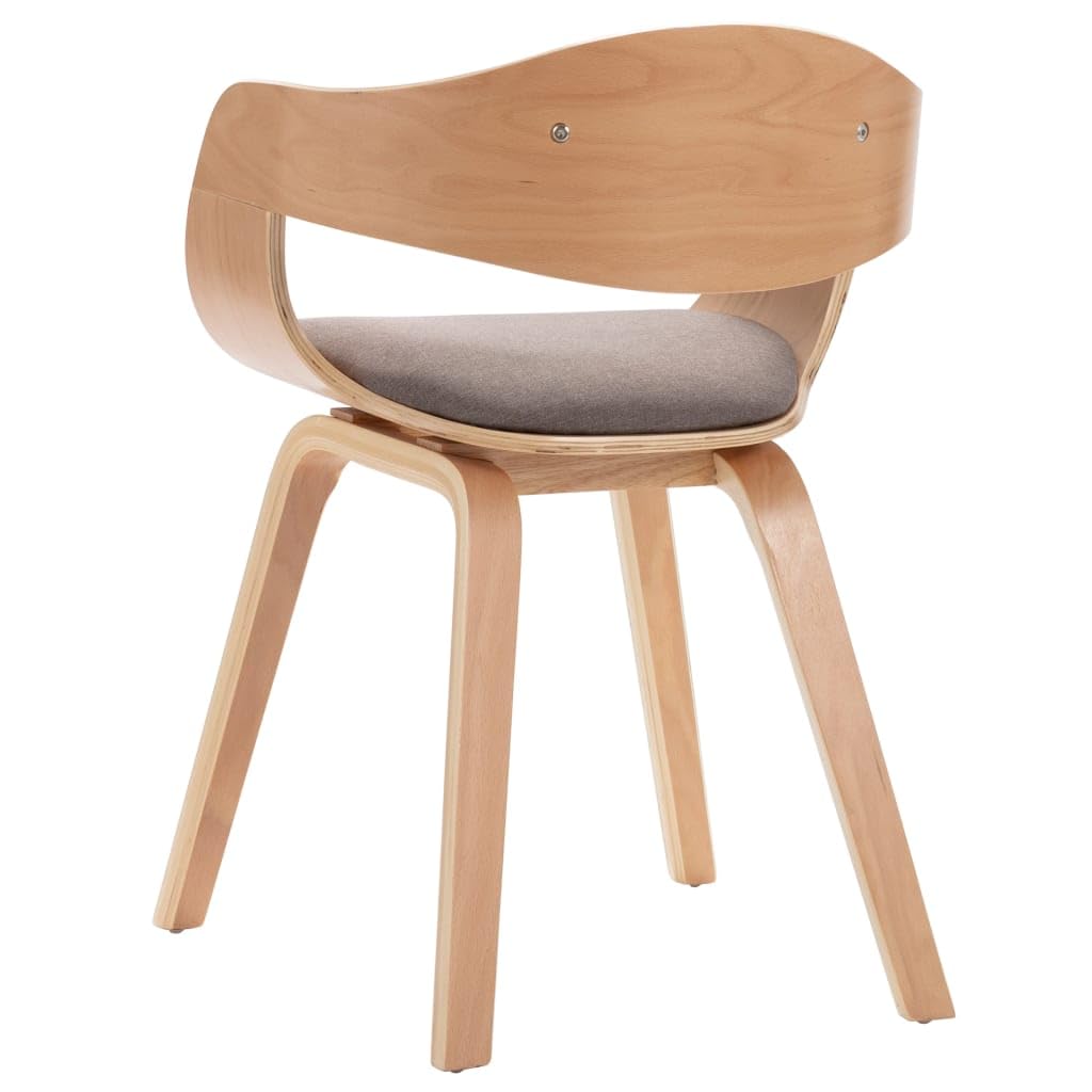 Krzesło do jadalni 6-częściowy zestaw z drewna łukowego z obiciem w kolorze taupe, wyściełane, ergonomiczne, nowoczesne, skandynawskie, z podłokietnikami, obrotowe, stabilne, do jadalni