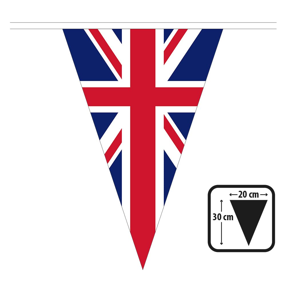 Boland Union Jack Bunting, 10 Metre, 30cm x 20cm Flag Size, Triangle, Great Britain Garland Banner, Coronation,Pub, BBQ - Image 2