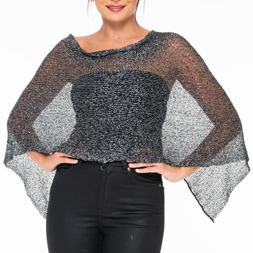 Image of SHU-SHI Womens Sheer Knit Poncho Shrug Lightweight Cover Up One Size Fits Most