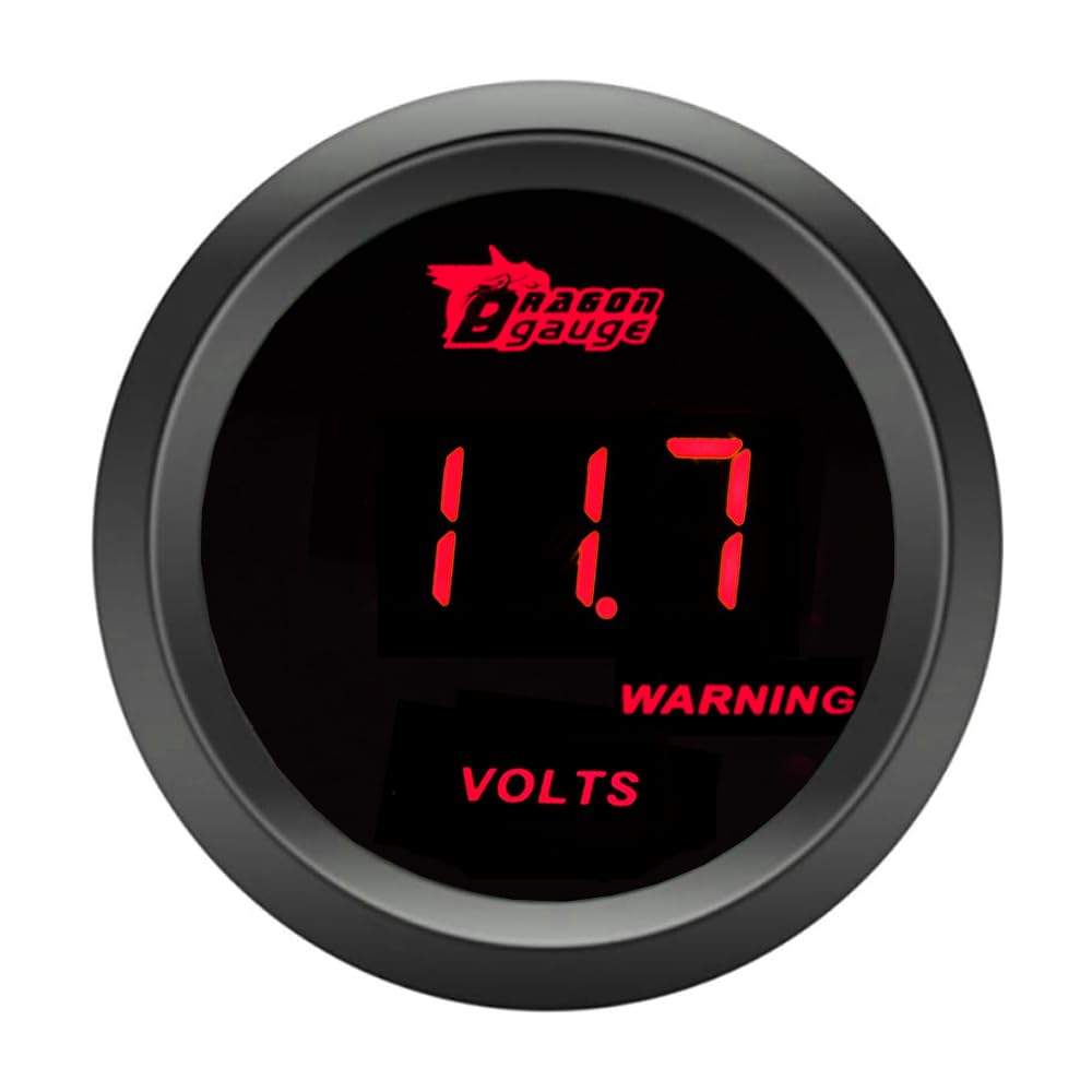 ETOPARS Universelle Voiture Jauge de Tension 2 Pouces 52mm Voltmètre Jauge Numérique Tension Manometre Rouge Lumière Indicateur Voltmètre Testeur Instruments Volt