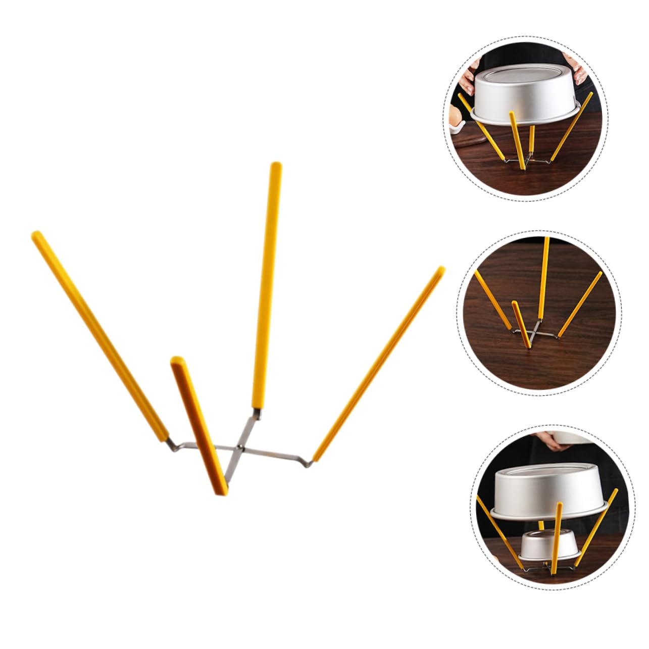 Alipis Rejilla para Enfriar Pasteles de Chifón de Acero Inoxidable y Silicona, Diseño Plegable de 4 Patas Antideslizante, Paquete de 2 Soportes para Hornear