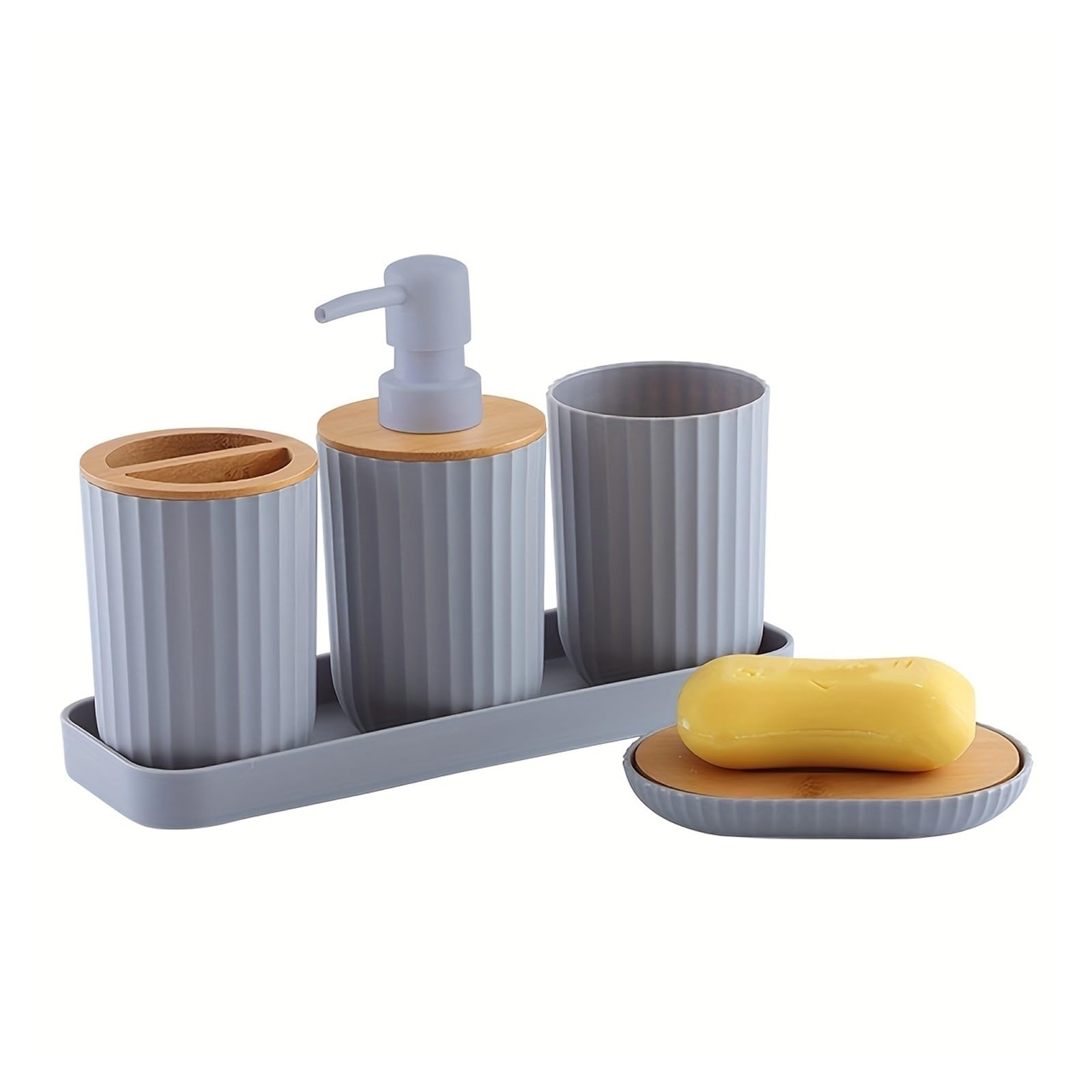 Soap And Toothbrush Holder Sets Bathroom Accessories Set Soap Dispenser Bottle Dish Washroom Toothbrush Holder Cup Suit Lotion Rack Toothbrush Holder Rack 1set(Gray)