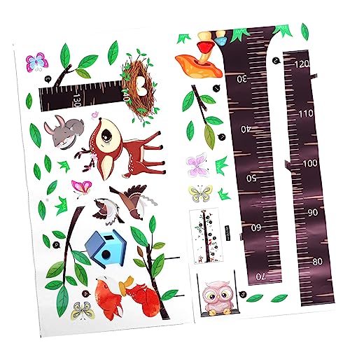 EXCEART 子供成長測定シール 壁貼り身長計ステッカー かわいい動物 木の枝