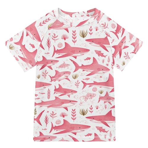 Cartoon Sharks Girls Bathing Suit UV Protection Sports Shirts Swimwear Beach Tops 3T
