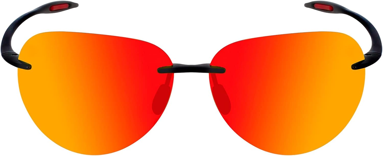 JULI Sports Polarized Aviator Sunglasses for Men Women Tr90 Rimless Frame for Running Fishing Golf Surf Driving(Red) - Image 3