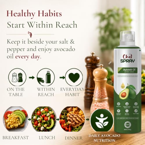 Image of ChefSPRAY Avocado Oil Spray | Cold-Pressed, Extra Virgin | High Smoke Point for Grilling & Air Frying | Multipurpose, Eco-Friendly, Non-Aerosol Cooking Spray