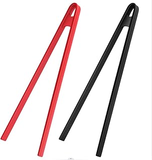 2PCS Silicone Trivet Tongs, 11.8" Anti-slip Long BBQ Grilling Tongs for Cooking, Pan Fried Steak, Barbecue and Salad