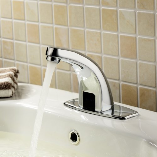 Deck Mount Solid Brass Auto Sensor Bathroom Sink Faucet with Automatic Sensor Chrome Bath Tub Faucet Unique Designer Vanity Plumbing Fixtures Roman Tub Faucets Lavatory Glacier Bay Faucets