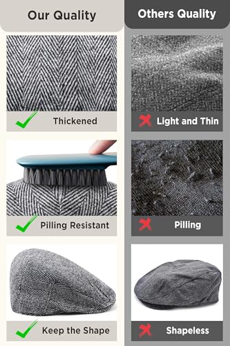Image of BABEYOND Men's Flat Cap Newsboy Hats Herringbone Tweed Cabbie Hats for Men 1920s Ivy Irish Driving Hats Gatsby Hat