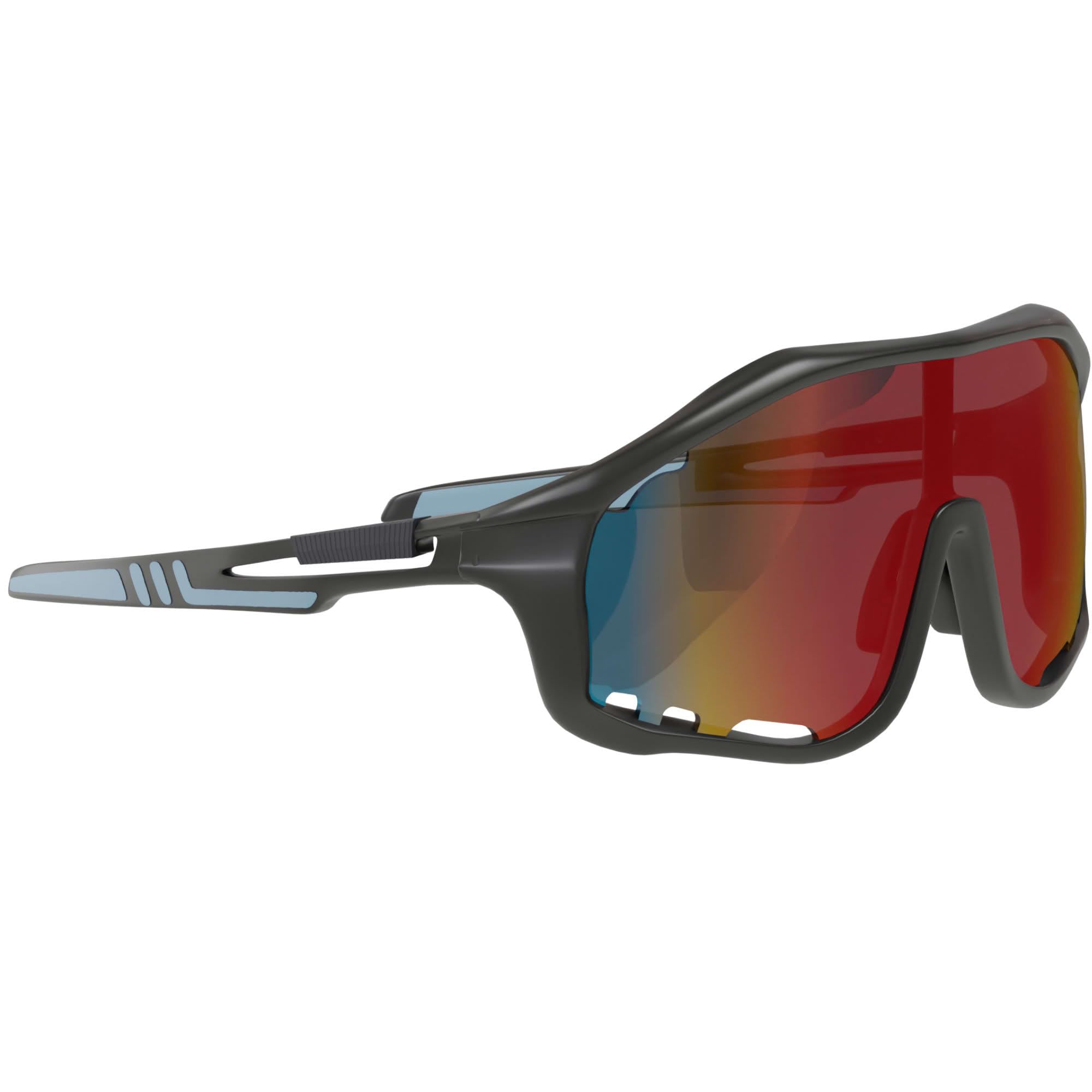 BEZLIT Sports Sunglasses Men Women Shield Glasses Polycarbonate with Ventilation Slits UV Protect Outdoor Cycling Glasses Leisure Glasses, black, One Size