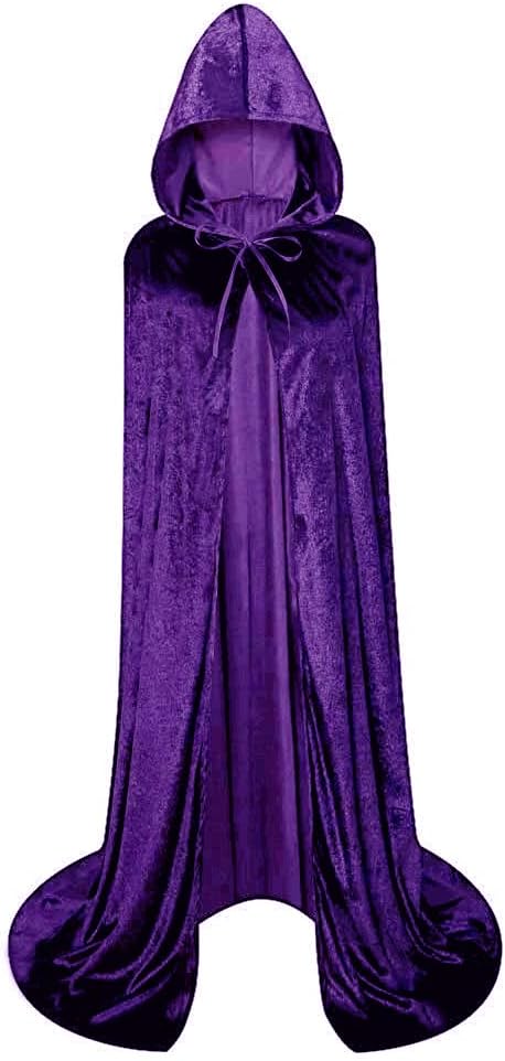 Unisex Full Length Hooded Robe Cloak Long Velvet Cape Cosplay Costume
