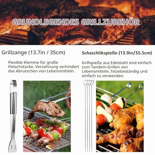 penobon Grillbesteck Set 9-teilig aus Edelstahl mit Tragetasche – BBQ Grillzubehör für Männer, Grillwerkzeug für Garten & Camping – Ansicht 3