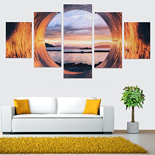 Pintura en lienzo premium BTOSEP decoracion elegante de casa con arte de puerto 5" 4