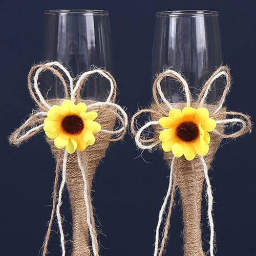 Copas de vino de vidrio antideslizantes con yute para celebraciones 5