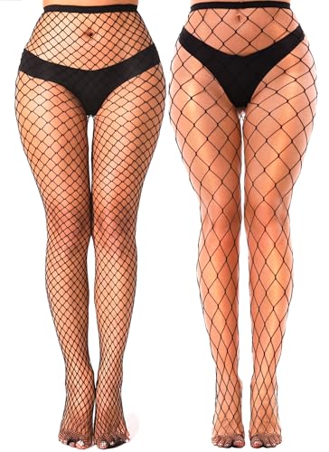 Image of VOAKOW Fishnet Stockings Womens High Waist Fishnet Tights Mesh Stockings For Women