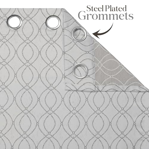 Image of Yellow Weaves 1 Pc Jacquard Oval Eyelet Long Door Curtain - Perfect for Home, Office, Bedroom, Living Room & Balcony - 7 Feet (Silver)