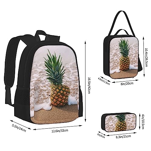 Sac à dos 3 pièces imprimé ananas OUSIKA avec trousse - 4