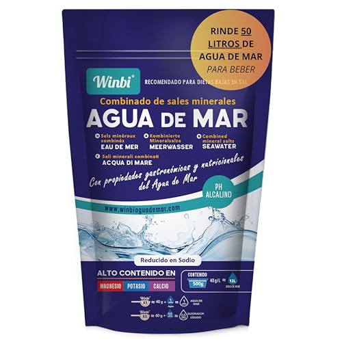 12.5 LITROS De Agua De Mar Winbi Para Beber. Múltiples Beneficios Al Cuerpo. Agua Marina Con Alto Contenido En Magnesio, Potasio Y Calcio. Sin Sustancias Nocivas