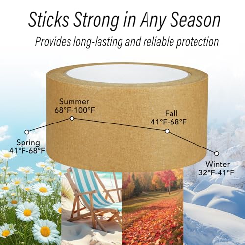 Image of Brown Painters Tape - Brown Masking Tape 2 Inch Wide - Multi-Surface, Smart Adhesion, Indoor & Outdoor - Paint Tape for DIY, Labeling, Art, Car, General Purpose - 90FT Total