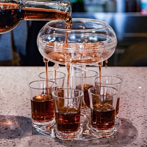 ALEVMOOM Schnapsglasspender und Halter, Verstellbarer Acryl-Schnapsspender mit 6 Trinkgläsern aus lebensmittelechtem Plexiglas, für Bierspender für Bar-Partys, Trinkwerkzeuge mit Bürste