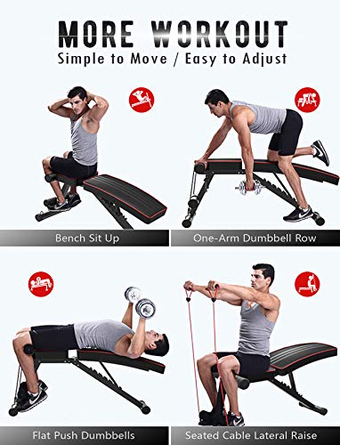 Dripex Adjustable Folding Weight Bench (2021 Upgraded Version), 330lbs Capacity Decline Incline Bench Press Workout Bench for Strength Training Home Gym