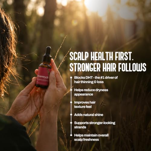 Image of My Pahadi Dukan 10 ml Rosemary Essential Oil for Hair Growth & Scalp Health, 100% Pure & Natural, Supports Focus & Muscle Relief, Steam Distilled, Lab tested