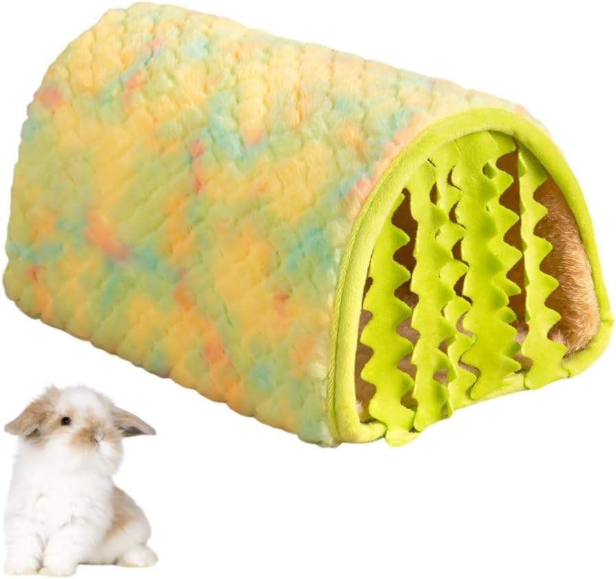 DONGKER Guinea Pig Bed,Soft Plush Rabbit Hideout Removable & Washable Cushioned & Curtains for Small Pet Hamster Chinchilla Bunny Hedgehog