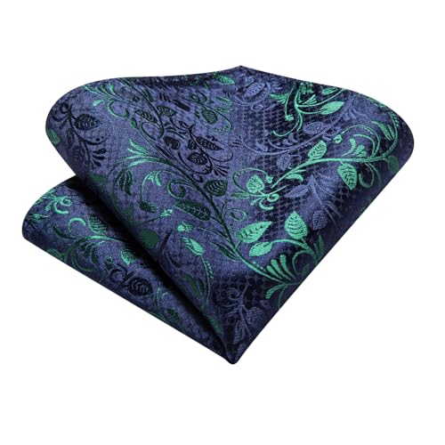 Image of Hi-Tie Silk Ascot for Men Self Tie Men's Cravat and Flower Lapel Pin Handkerchief Cufflinks Set for Wedding Party